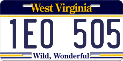 WV license plate 1EO505