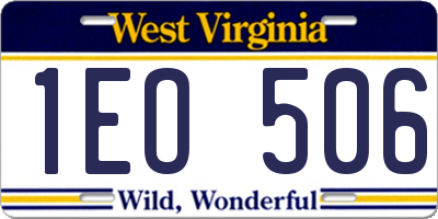 WV license plate 1EO506