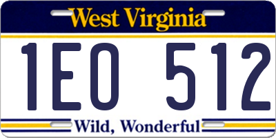 WV license plate 1EO512