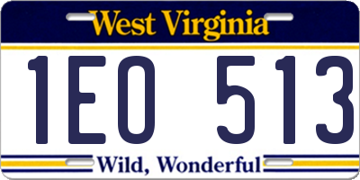 WV license plate 1EO513
