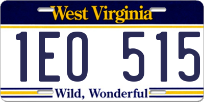 WV license plate 1EO515