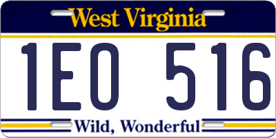 WV license plate 1EO516