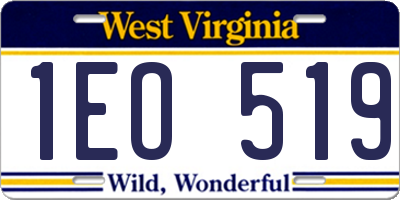 WV license plate 1EO519