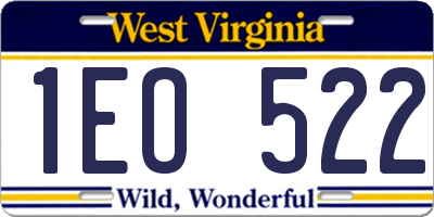 WV license plate 1EO522