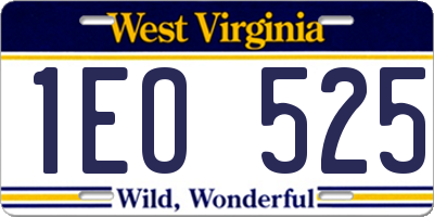 WV license plate 1EO525