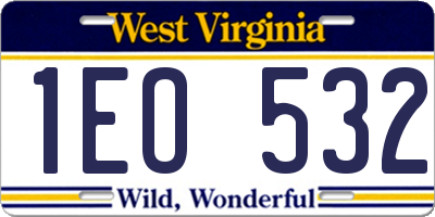 WV license plate 1EO532