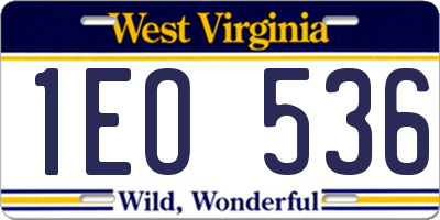 WV license plate 1EO536