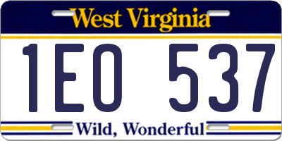 WV license plate 1EO537