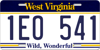 WV license plate 1EO541
