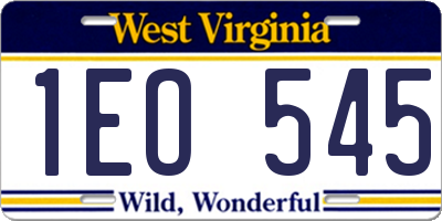 WV license plate 1EO545