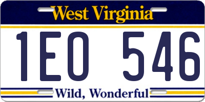 WV license plate 1EO546