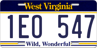 WV license plate 1EO547