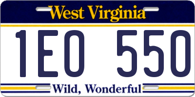 WV license plate 1EO550