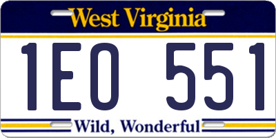 WV license plate 1EO551
