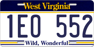 WV license plate 1EO552