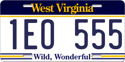 WV license plate 1EO555