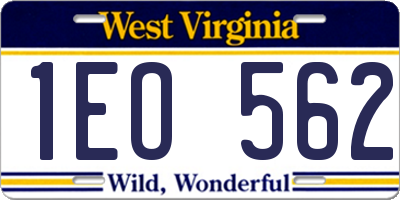 WV license plate 1EO562