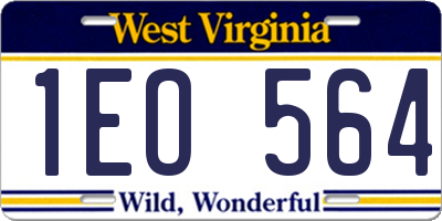 WV license plate 1EO564