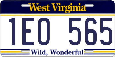 WV license plate 1EO565