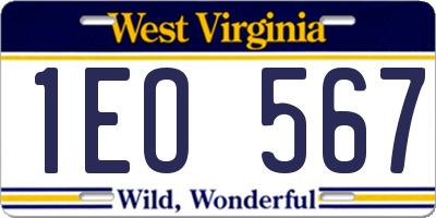 WV license plate 1EO567