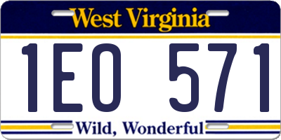WV license plate 1EO571