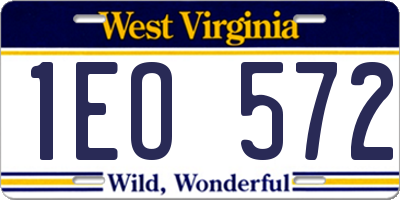 WV license plate 1EO572