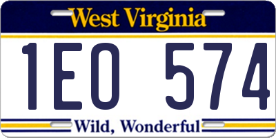 WV license plate 1EO574