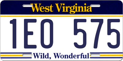 WV license plate 1EO575