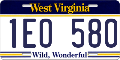 WV license plate 1EO580
