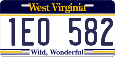 WV license plate 1EO582