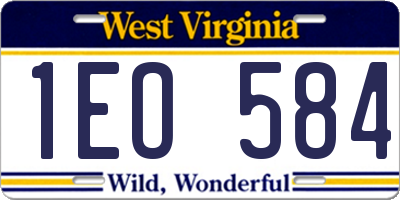 WV license plate 1EO584