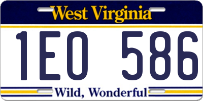 WV license plate 1EO586