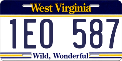 WV license plate 1EO587