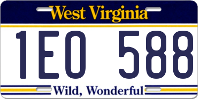 WV license plate 1EO588