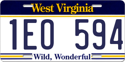 WV license plate 1EO594