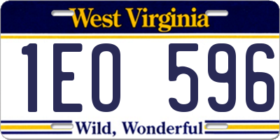 WV license plate 1EO596
