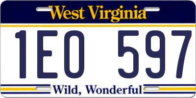WV license plate 1EO597