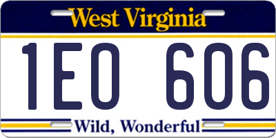 WV license plate 1EO606