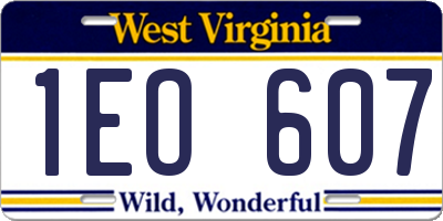 WV license plate 1EO607