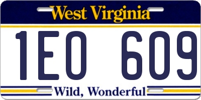 WV license plate 1EO609