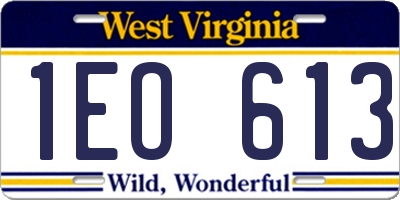WV license plate 1EO613