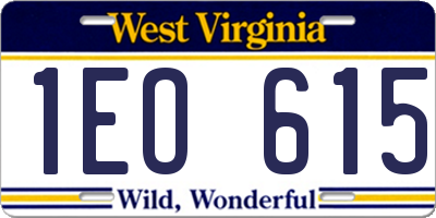 WV license plate 1EO615