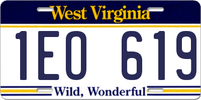 WV license plate 1EO619
