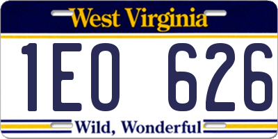 WV license plate 1EO626