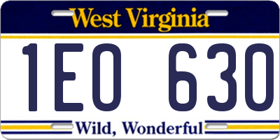 WV license plate 1EO630