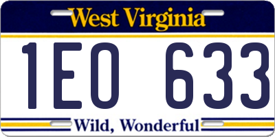 WV license plate 1EO633