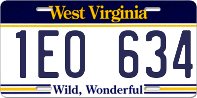 WV license plate 1EO634