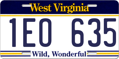 WV license plate 1EO635