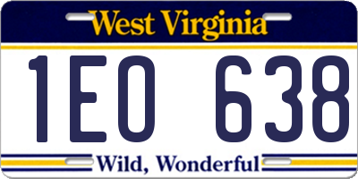 WV license plate 1EO638