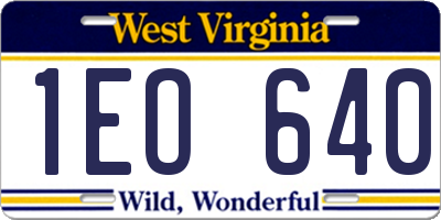 WV license plate 1EO640